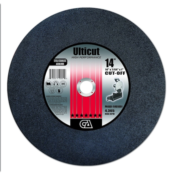 Continental Abrasives 14" x 7/64" x 1" Ulticut Stationary Saw or Portable Electric Center Reinforced Abrasive Blade AU1-11401091 - main